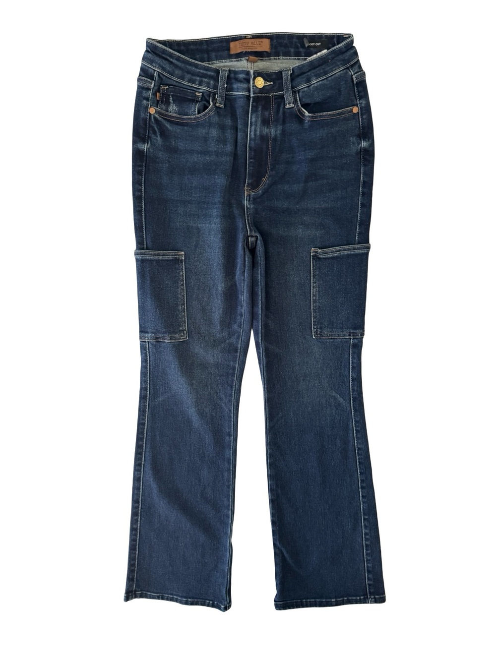 Judy Blue Cargo Bootcut Jeans Women's 5/27 Dark Wash Stretch Utility Pockets
